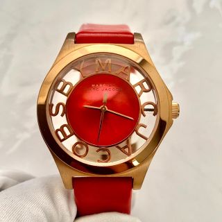 マークバイマークジェイコブス(MARC BY MARC JACOBS)のマークバイマークジェイコブス　mbm1338 赤　レッド　腕時計　電池交換済み(腕時計)