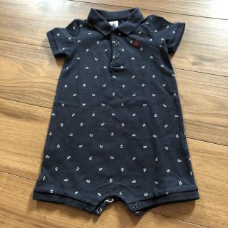 プチバトー(PETIT BATEAU)のプチバトー ロンパース ＊　ポロシャツ　＊　新生児　＊　マリン　＊　ネイビー(ロンパース)