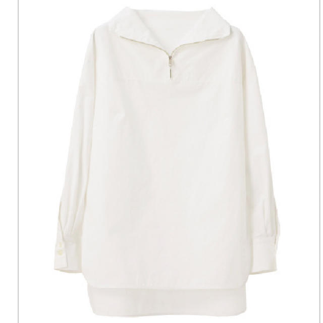 machattハーフジップシャツホワイトフリーブラウス白ayako drawer レディースのトップス(シャツ/ブラウス(長袖/七分))の商品写真