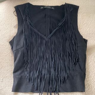 ザラ(ZARA)のZARA 黒トップスXS(カットソー(半袖/袖なし))