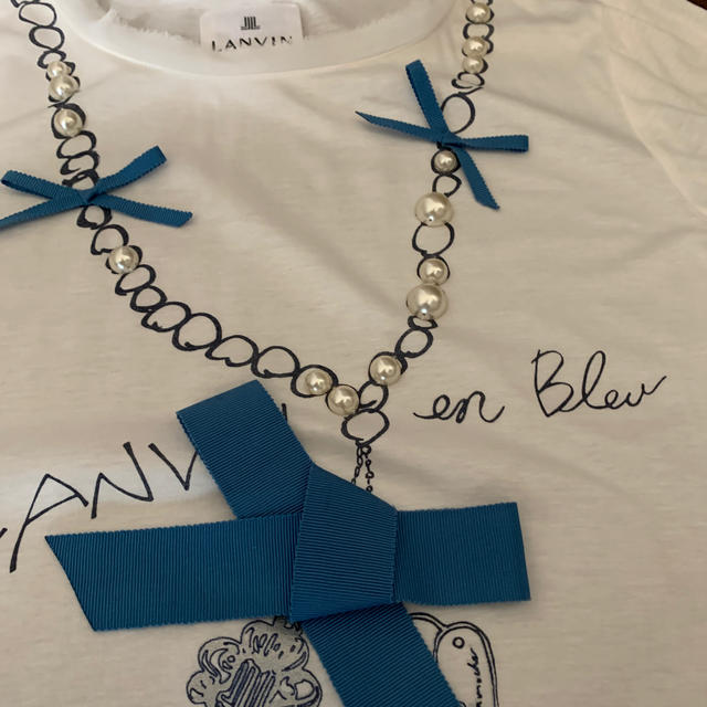 LANVIN en Bleu(ランバンオンブルー)のランバンオンブルー　グログランリボンデザイン半袖カットソー　38 レディースのトップス(Tシャツ(半袖/袖なし))の商品写真