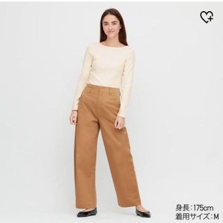 ユニクロ(UNIQLO)の【tomo様】ユニクロ　UNIQLO リブボートネックT オフホワイト(Tシャツ(長袖/七分))