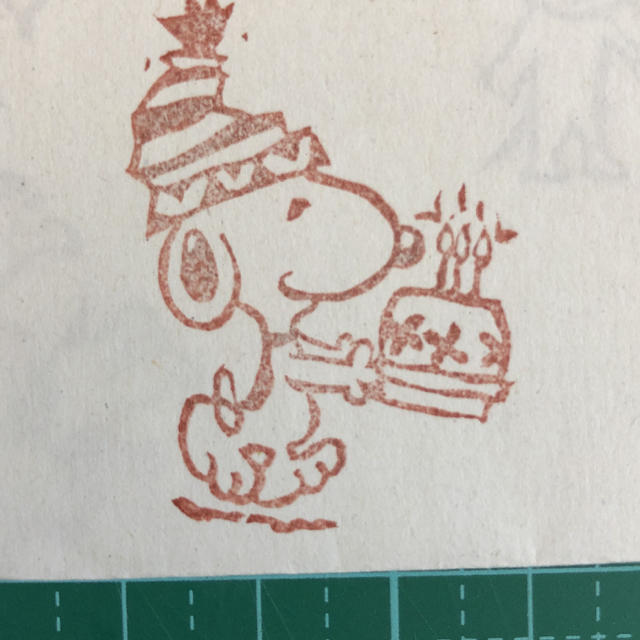 消しゴムはんこ　スヌーピー   誕生日　ケーキ ハンドメイドの文具/ステーショナリー(はんこ)の商品写真