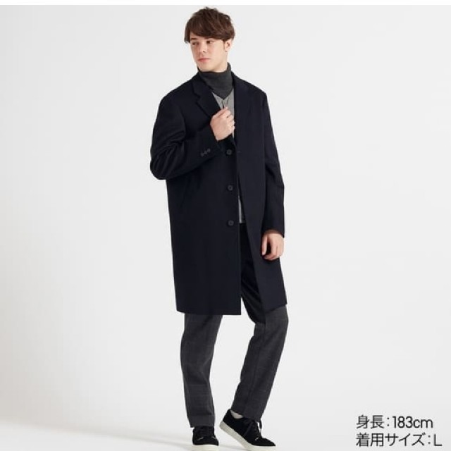 【新品‼️】UNIQLO　ウールカシミヤチェスターコート　ブラック　Ｌメンズ