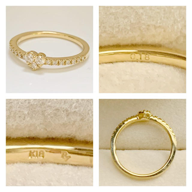 ポンテヴェキオ ✨ K18 ダイヤ0.18ct ハートリング 10号-