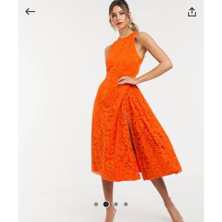 エイソス(asos)のxtine様専用　asos エイソス　バックオープンフレアスリットドレス(ミディアムドレス)