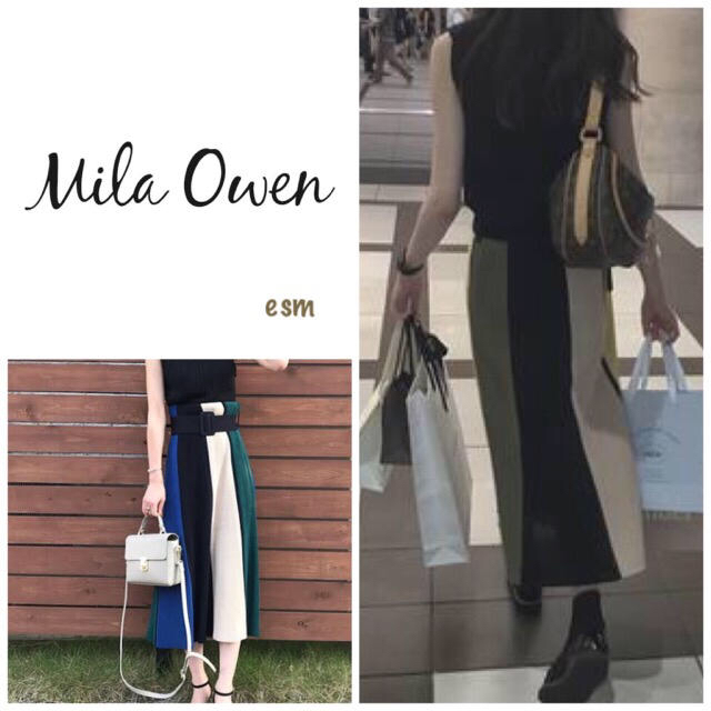 Mila owen☆ミラオーウェン☆ベルト付きパネルニットスカート