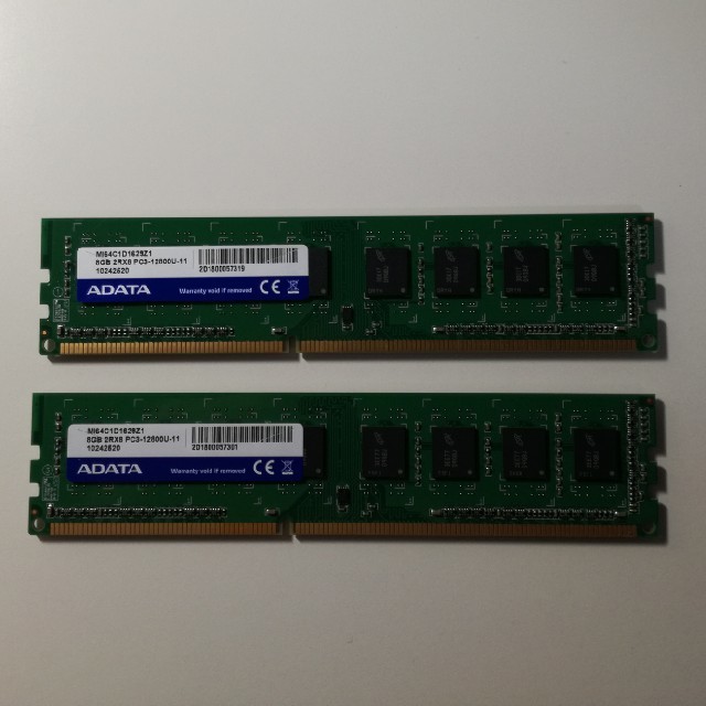 DDR3 8GB×2枚（16GB） ADATA MI64C1D1629Z1