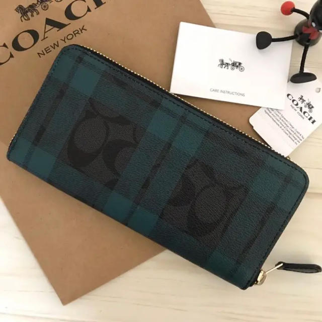 COACH(コーチ)の残り僅か‼︎限定品 新品 COACH 長財布 チェック ダークグリーン ブラック レディースのファッション小物(財布)の商品写真