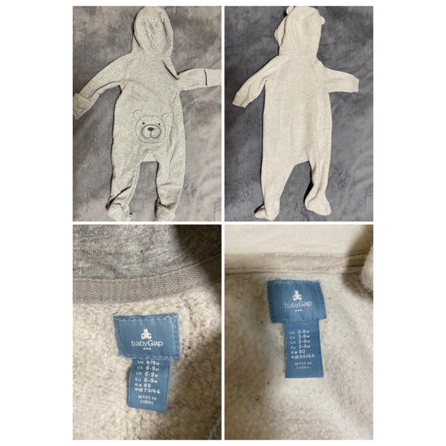 babyGAP(ベビーギャップ)のBaby Gap くま耳カバーオール 60センチ、65センチ キッズ/ベビー/マタニティのベビー服(~85cm)(カバーオール)の商品写真