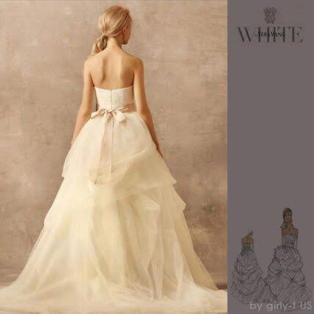 white by vera wang レースチュールドレス