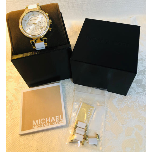 ★MICHAEL KORS★　クリスタルベゼルウォッチ　ホワイト×ゴールド