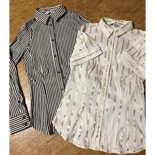 ザラ(ZARA)のマリー様専用　ZARA ストライプブラウス　2枚セット(シャツ/ブラウス(長袖/七分))