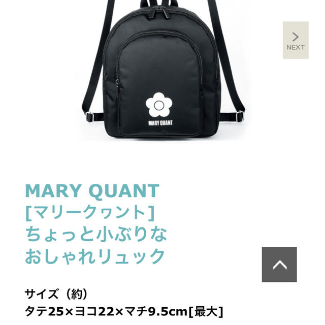 MARY QUANT(マリークワント)のsweet付録 レディースのバッグ(リュック/バックパック)の商品写真