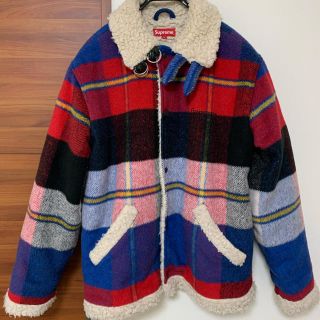 supreme plaid shearling bomber jacket Mの通販 by サク's shop｜ラクマ