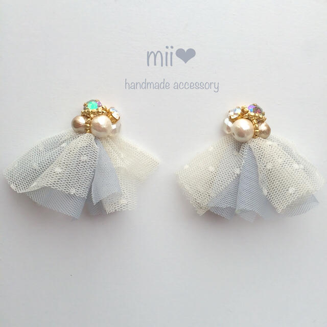 bijou×dot tulle♡ピアス* ハンドメイドのアクセサリー(ピアス)の商品写真