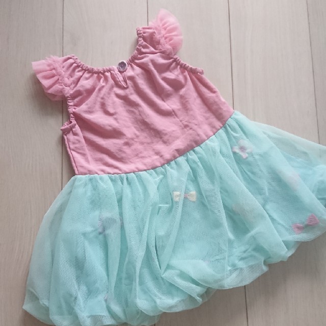 【パンパンチュチュ】お花とリボンのバルーンワンピース キッズ/ベビー/マタニティのキッズ服女の子用(90cm~)(ワンピース)の商品写真