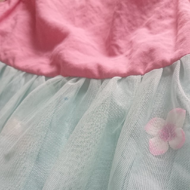 【パンパンチュチュ】お花とリボンのバルーンワンピース キッズ/ベビー/マタニティのキッズ服女の子用(90cm~)(ワンピース)の商品写真