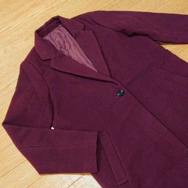 チェスターコート ロングコート ボルドー キルティング 中綿 メンズのジャケット/アウター(チェスターコート)の商品写真