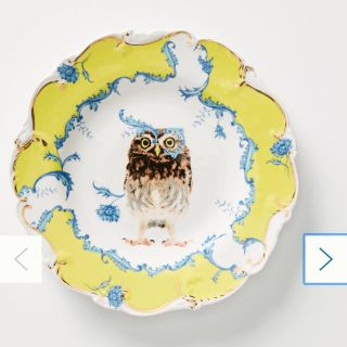 アンソロポロジー(Anthropologie)の【新品】アンソロポロジー　ロウロタ　24cmプレート　イエロー　フクロウ(食器)