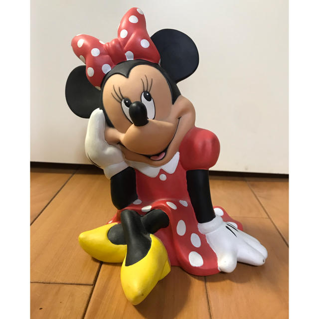 Disney Minnie Mouse ディズニーミニーマウス 貯金箱ソフビ人形約18cm奥行