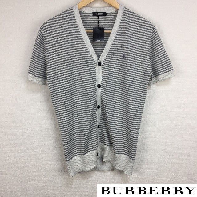 新品 BURBERRY BLACK LABEL 半袖カーディガン ボーダー 【500円引き