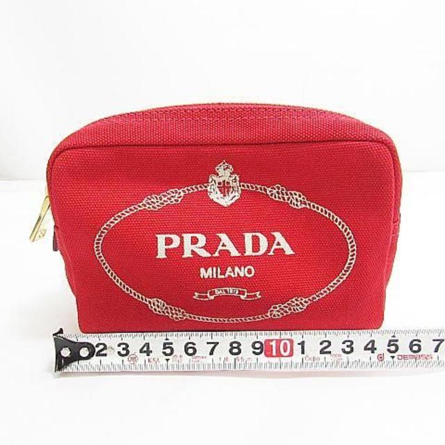 【美品】PRADA プラダ カナパポーチ レッド キャンバス 正規品