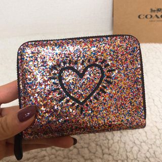 コーチ(COACH)のCOACH キース・ヘリングコラボ　２つ折り財布 キラキラグリッター(財布)