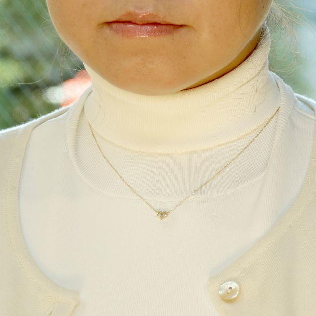 ダイヤモンドのドットラインで描いたハートネックレス K18YG ダイヤモンドのドットラインで描いたハートネックレス K18YG