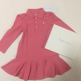 ラルフローレン(Ralph Lauren)の【新品未使用】ラルフローレン♡長袖 ポロワンピース ピンク 24M 90(ワンピース)