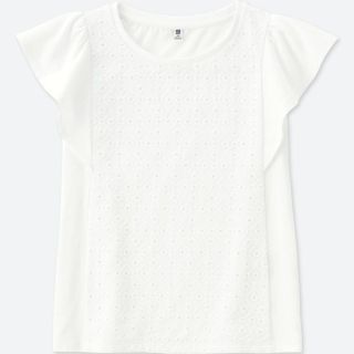 ユニクロ(UNIQLO)のUNIQLO　140cm　レースフレアスリーブT（半袖）(Tシャツ/カットソー)