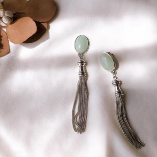 ケービーエフ(KBF)のmintgreen silver tassel イヤリング/ピアス(ピアス)