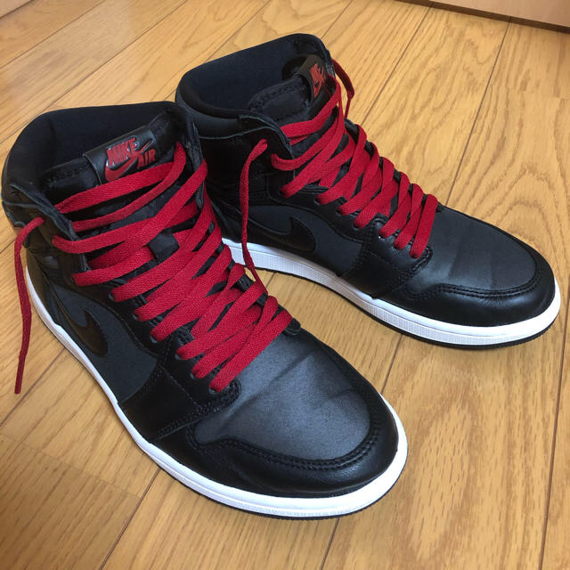 メンズエア ジョーダン1 HIGH Black / Gym Red  ブラックサテン