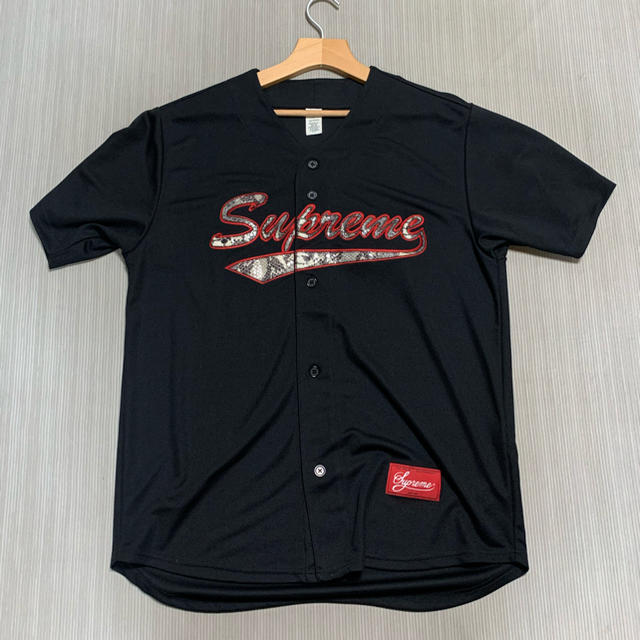 supreme baseball jersey snake script 黒M