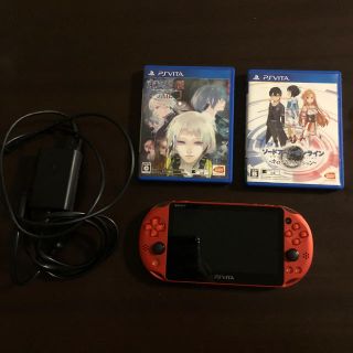 PSVita 本体 ピンク 充電器 ソフト2本付き-