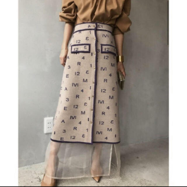 Ameri VINTAGE(アメリヴィンテージ)のパスコードレトロニットスカート レディースのスカート(ひざ丈スカート)の商品写真