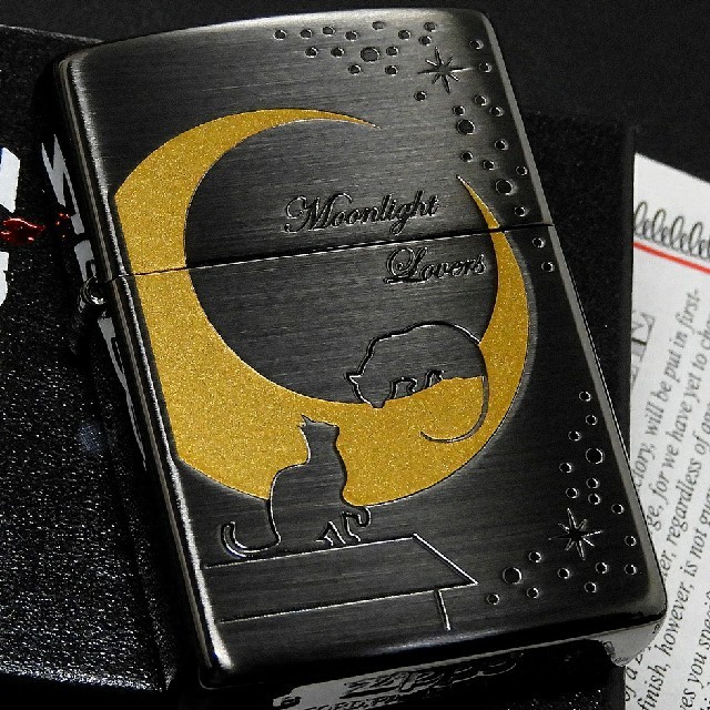 ZIPPO(ジッポー)の送料無料☆zippo☆Moonlight shadow☆ラヴァーズCAT③☆ メンズのファッション小物(タバコグッズ)の商品写真