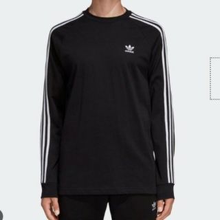 アディダス(adidas)の新品 adidas トップス Tシャツ ロンT 3本線 黒白 3 STRIPES(Tシャツ/カットソー(七分/長袖))