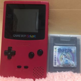 ゲームボーイ(ゲームボーイ)の【ゲームボーイカラー本体レッド】&【ポケモン銀ソフト】(携帯用ゲーム機本体)