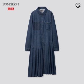 ユニクロ(UNIQLO)の新品タグ付き！ユニクロ　jwアンダーソン完売！プリーツシャツワンピース　XS(ひざ丈ワンピース)