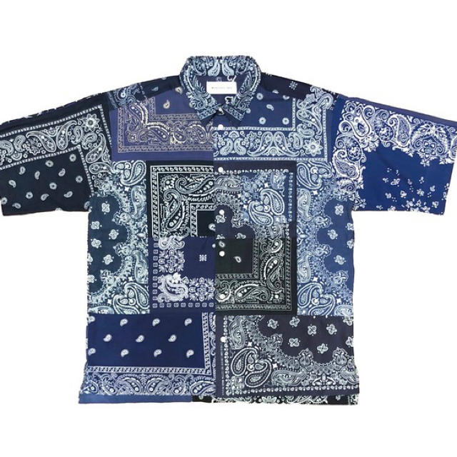 シャツミヤギヒデタカ　BANDANA shortsleeve shirt navy