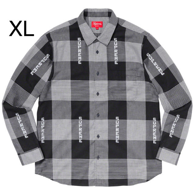 Supreme Logo Plaid Shirt XL black 黒