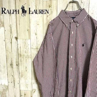 ラルフローレン(Ralph Lauren)の【ラルフローレン】ワンポイントロゴ刺繍入り ストライプBDシャツ 90s XL(シャツ)