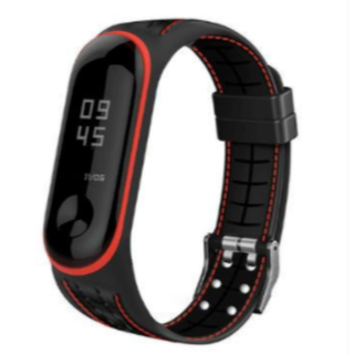 xiaomi miband 4・3 用バンド　Black with red 3(腕時計(デジタル))