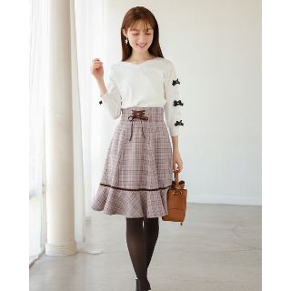 トッコ(tocco)のtocco closet　チェック柄スカート　ブラウン　新品タグ付き(ひざ丈スカート)