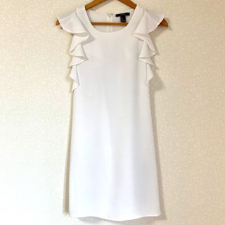 エイチアンドエム(H&M)の【美品】ホワイト　ワンピース(ひざ丈ワンピース)