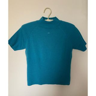 値下げ◆courreges◆クレージュ　半袖ニット　アンゴラ入り　パフスリーブ