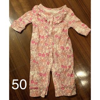 ベビーギャップ(babyGAP)のbabygap ロンパース ピンク花柄 50 新生児(ロンパース)