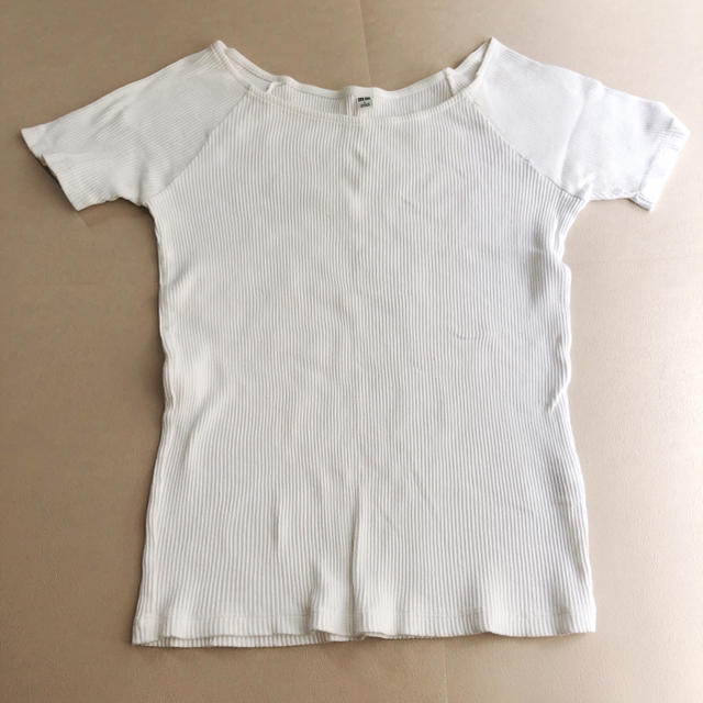 UNIQLO(ユニクロ)のユニクロ　トップス　白　リブ Tシャツ レディースのトップス(Tシャツ(半袖/袖なし))の商品写真