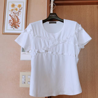 フォクシー(FOXEY)のFOXEY ベロア  ホワイト Tシャツ (Tシャツ(半袖/袖なし))